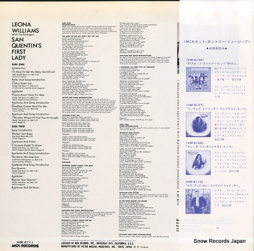 WILLIAMS, LEONA san quentin's first lady VIM-6111 - back cover