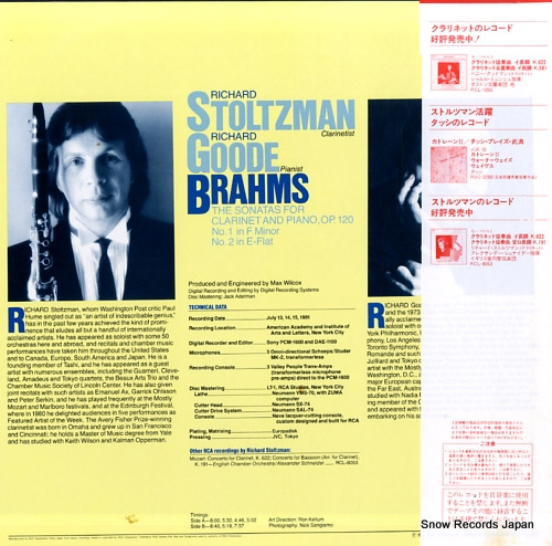 STOLTZMAN, RICHARD brahms; the sonatas for clarinet and piano, op.120 RCL-8350