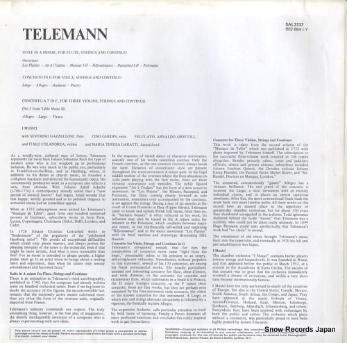 I MUSICI telemann; suite a-moll fur flote 802864LY