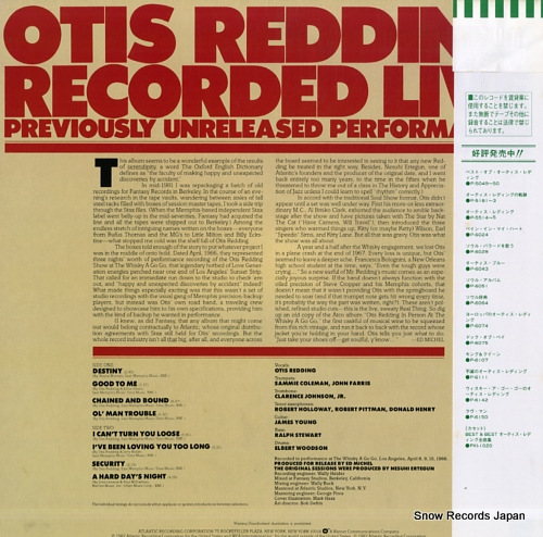 REDDING, OTIS recorded live P-11161