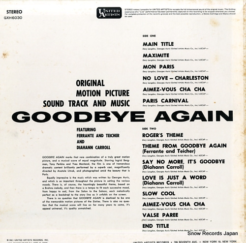 AURIC, GEORGES goodbye again GXH6030