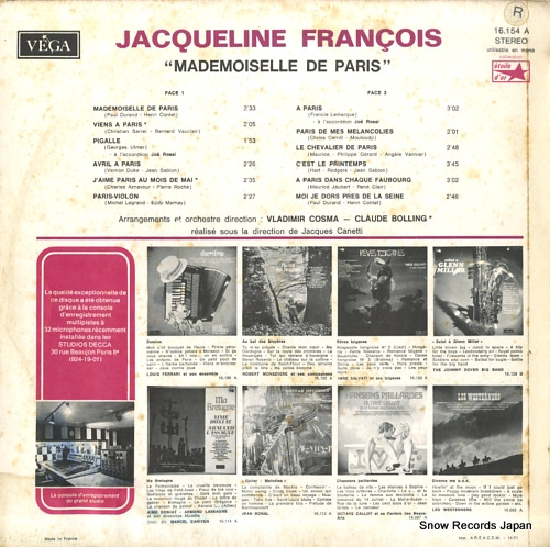FRANCOIS, JACQUELINE mademoiselle de paris 16.154A