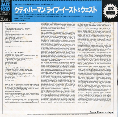 HERMAN, WOODY woody live east and west 15AP560 - back cover
