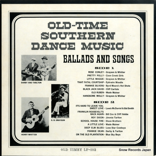 V/A old-time southern dance music: ballads and songs LP-102 / X-102 / OT-102