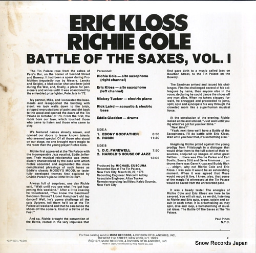 COLE, RICHIE / ERIC KLOSS battle of the saxes K22P-6031