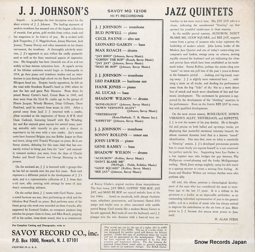 JOHNSON, J. J. j.j. johnson's jazz quintets MG12106