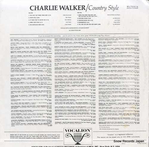 WALKER, CHARLIE country style VL73814 - back cover
