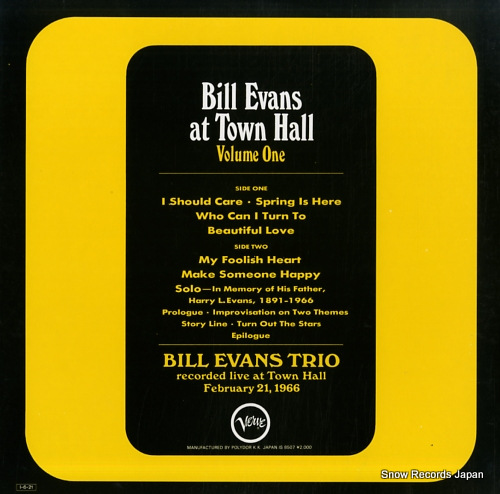 EVANS, BILL bill evans at town hall volume one 20MJ0033