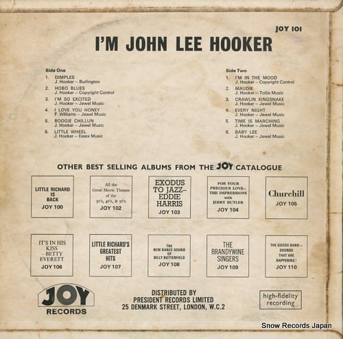 󡦥꡼եå i'm john lee hooker JOY101