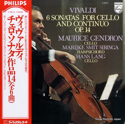 GENDRON, MAURICE vivaldi; 6 sonatas for cello and continuo, op.14 X-8613