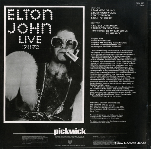 JOHN, ELTON elton john live 17-11-70 SHM942