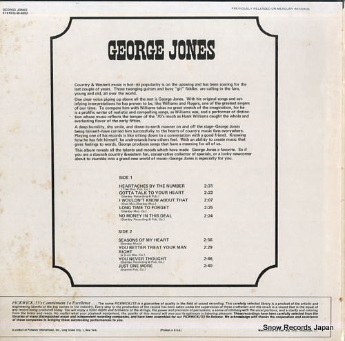 JONES, GEORGE heartaches by the number JS-6092