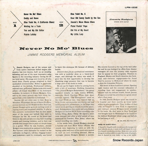 RODGERS, JIMMIE never no mo' blues LPM-1232