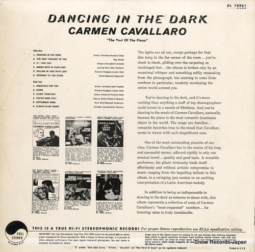 CAVALLARO, CARMEN dancing in the dark DL78961