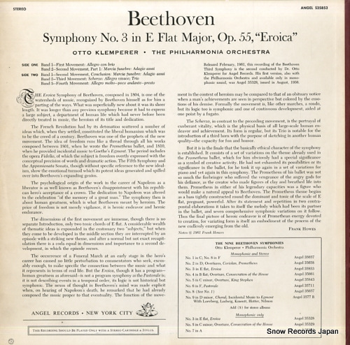 KLEMPERER, OTTO beethoven; symphony no.3 