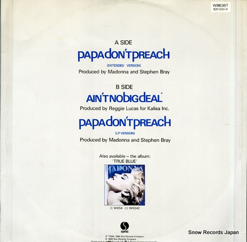MADONNA papa don't preach W8636(T)