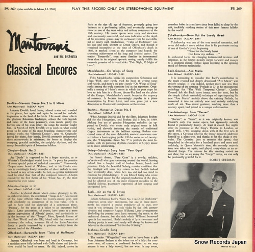 MANTOVANI classical encores PS269
