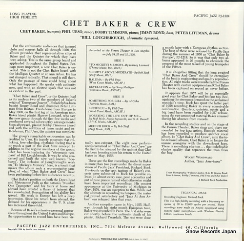 BAKER, CHET chet baker & crew PJ-1224