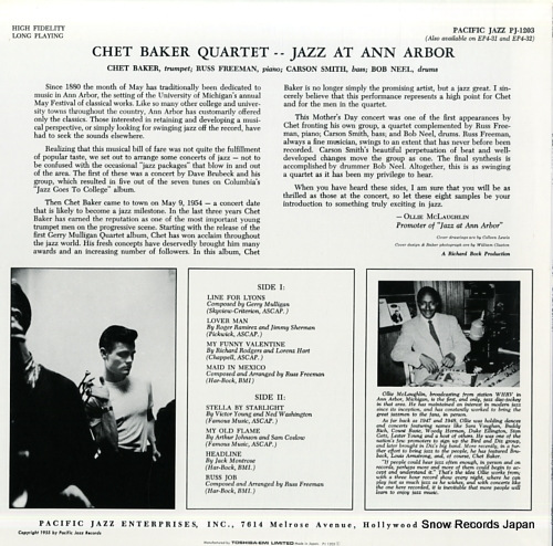 BAKER, CHET jazz at ann arbor PJ-1203