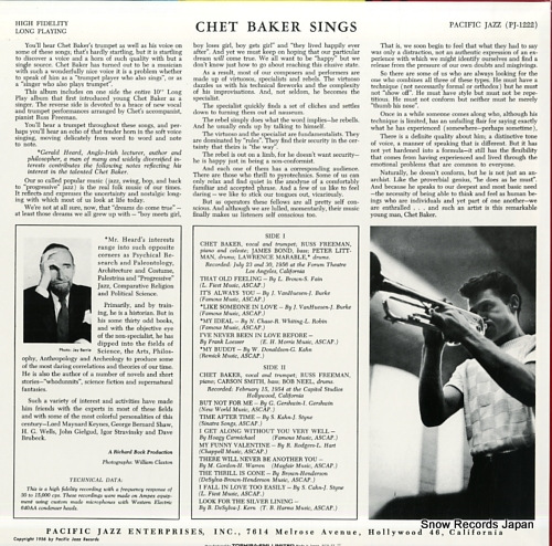 BAKER, CHET chet baker sings SGD-77
