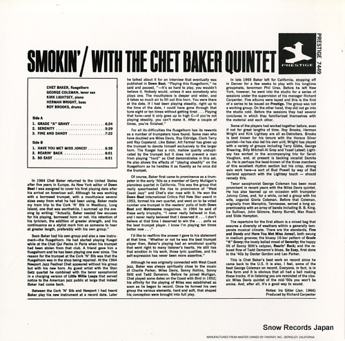 åȡ٥ smokin' with the chet baker quintet PR-7449