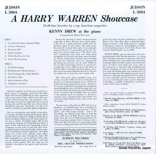 DREW, KENNY a harry warren showcase WWLJ-7091 / L-3004