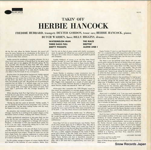 HANCOCK, HERBIE takin' off BST-84109