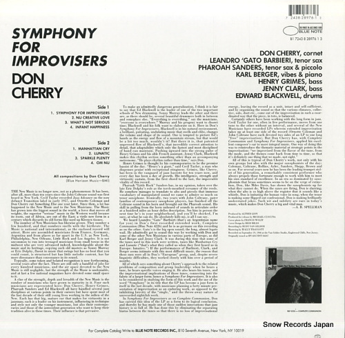 CHERRY, DON symphony for improvisers B1-28976