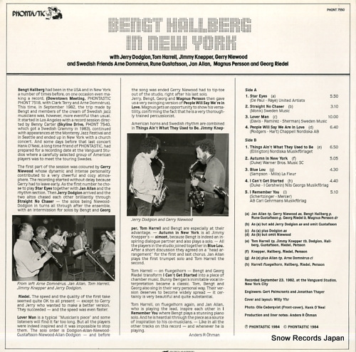 HALLBERG, BENGT in new york PHONT7550