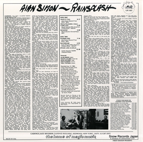 SIMON, ALAN rainsplash CJR1027