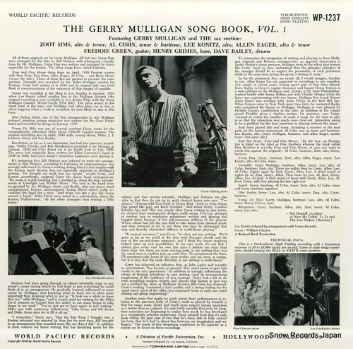MULLIGAN, GERRY the gerry mulligan songbook volume 1 PJ-1237