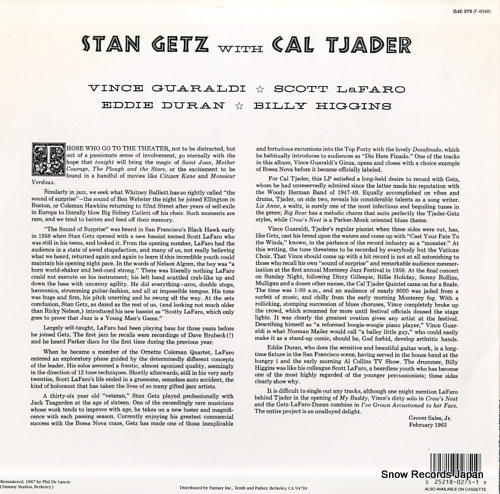 󡦥åġ롦 stan getz with cal tjader OJC-275