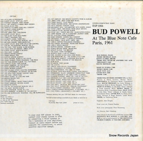 POWELL, BUD blue note cafe paris, 1961 ESP-1066