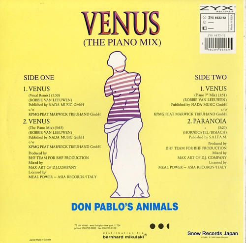 DON PABLO'S ANIMALS venus (the piano mix) ZYX6633-12