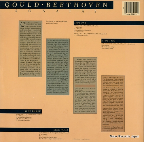 GOULD, GLENN beethoven; sonatas op. 28 (pastoral), op. 2, nos 1, 2 & 3 M235911