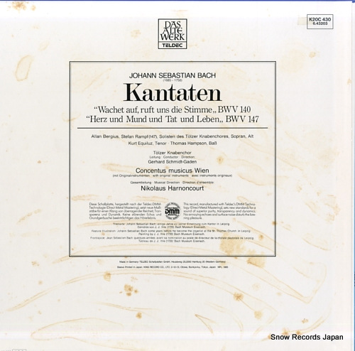HARNONCOURT, NIKOLAUS bach; kantaten bwv 140 und bwv 147 K20C-430