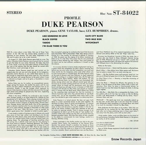 PEARSON, DUKE profile BN4022
