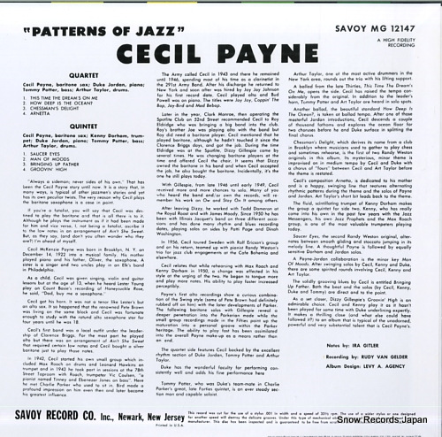 PAYNE, CECIL patterns of jazz COJY-9056