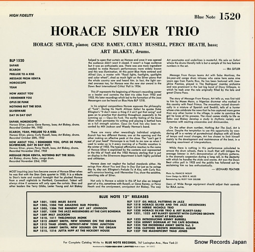 SILVER, HORACE horace silver trio and art blakey - sabu BN1520