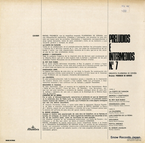 DE BURGOS, FRUHBECK preludios e intermedios no.7 CS8581