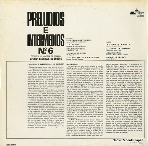 DE BURGOS, FRUHBECK preludios e intermedios no. 6 CS8580
