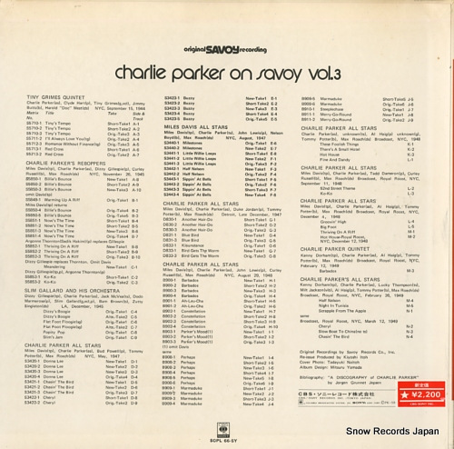PARKER, CHARLIE charlie parker on savoy vol. 3 SOPL66-SY