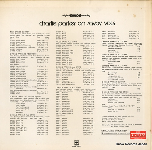 PARKER, CHARLIE charlie parker on savoy vol. 6 SOPL69-SY