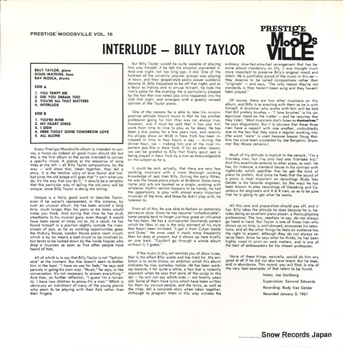 TAYLOR, BILLY interlude MVLP-16