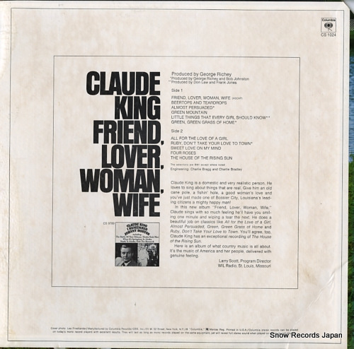 KING, CLAUDE friend lover woman wife CS1024