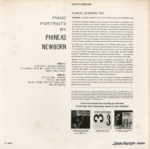 NEWBORN, PHINEAS piano portraits by phineas new born SL-5099-RO - back cover