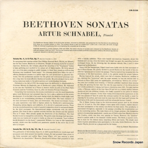 SCHNABEL, ARTUR beethoven; sonatas no.4, no.16, no.1 LM-2156