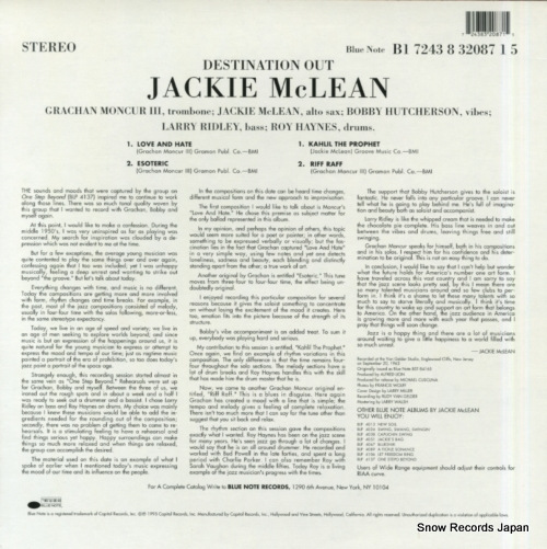 MCLEAN, JACKIE destination out B1-32087