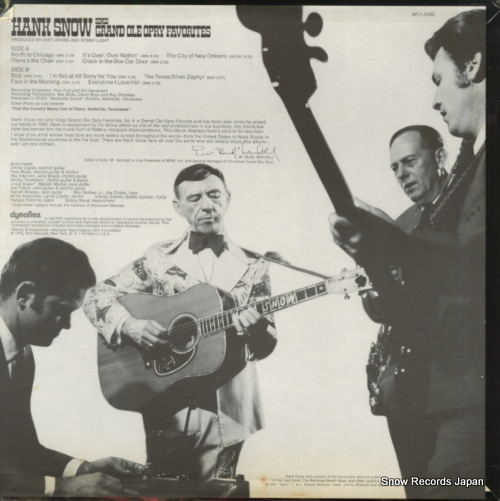 SNOW, HANK hank snow sings grand ole opry favorites APL1-0162 - back cover
