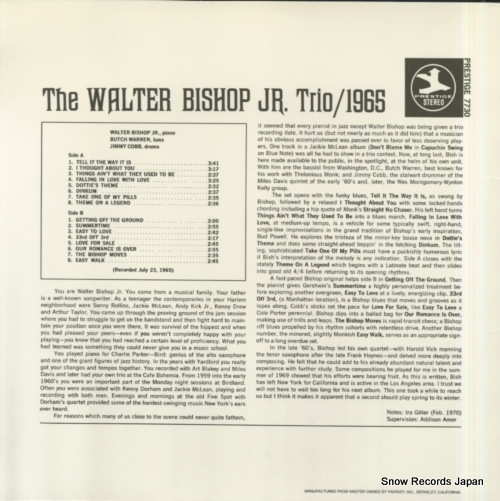 BISHOP, WALTER, JR. the walter bishop jr. trio 1965 PR-7730
